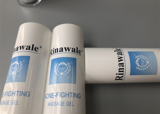 60g Dia 35mm Cosmetic Tube Packaging White Shiny Silver Acrylic Cap 2c Offset Print