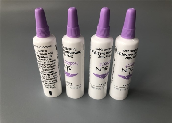 Mini 5ml Empty Cosmetic Tubes White Needle Nose Sunscreen Gel Diameter 16mm With Sponge Cap