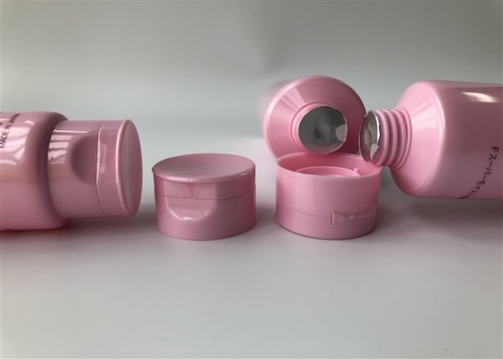 Pink Pearl Plastic Lotion Tubes With Small Flip Top Cap Silk Screen Printing