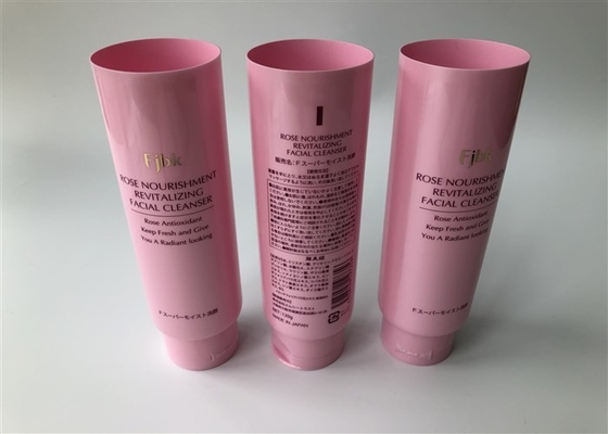 Pink Pearl Plastic Lotion Tubes With Small Flip Top Cap Silk Screen Printing