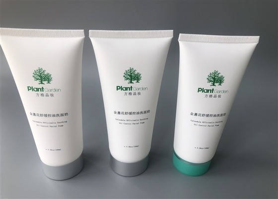 Milk White Plastic Cream Tubes 100ml 2c Silk Screen Printing With Screw On Cap
