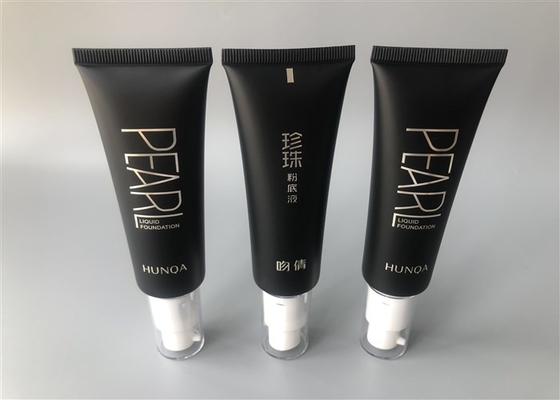 Black Cosmetic Tube Packaging For Lotion / Cream Right Angle Straight Seal